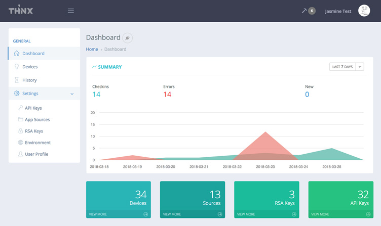 THiNX Remote Management Console screenshot